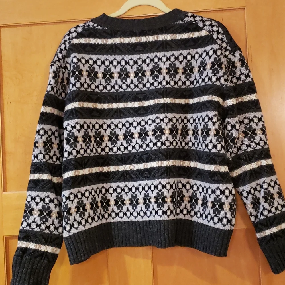 J. Crew Black and White Patterned Sweater